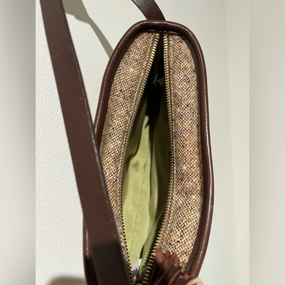 Genuine Leather and tweed Banana Republic mini bag- brown - Picture 6 of 8